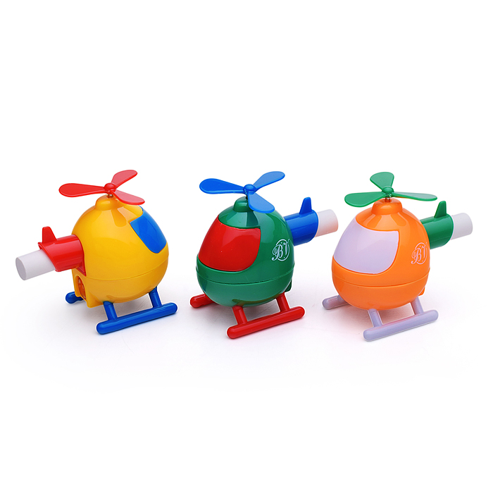 Точилка с контейнером и ластиком, 1 отверстие "Вертолетик" (3 Цвета) 