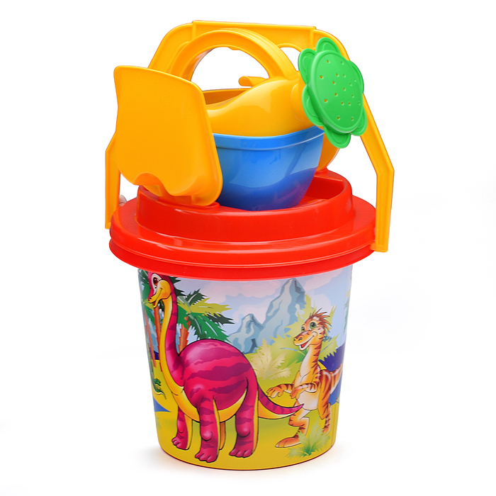 Песочный набор №5 ведро, паски, лейка, сито, лопата, грабли 