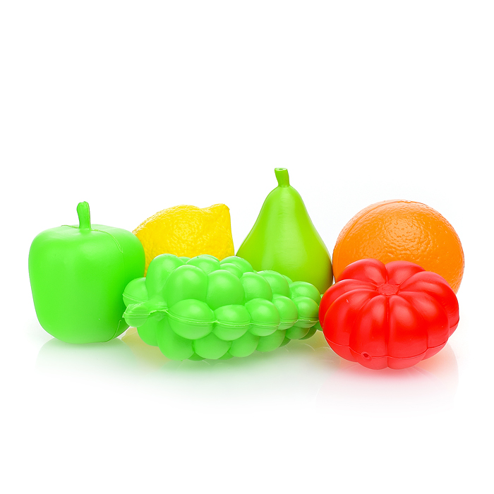 Тележка для маркета "Мини" + набор продуктов №3 (6 элементов) (в сеточке)