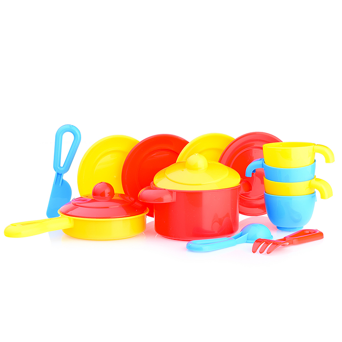 Фото к товару Набор детской посуды "TOP chef" с корзинкой №2 на 4 персоны (в сеточке) Набор детской посуды "TOP chef" с корзинкой №2 на 4 персоны (в сеточке)