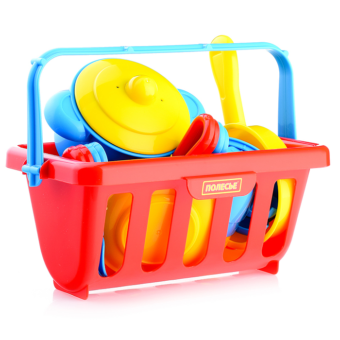 Фото к товару Набор детской посуды "TOP chef" с корзинкой №2 на 4 персоны (в сеточке) Набор детской посуды "TOP chef" с корзинкой №2 на 4 персоны (в сеточке)