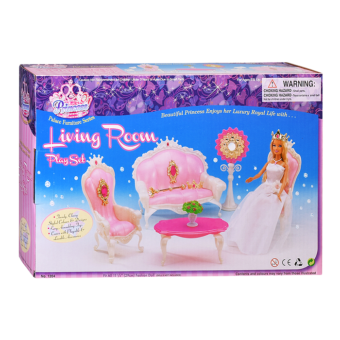 Набор мебели для кукол 1204 "Комната принцессы" в коробке