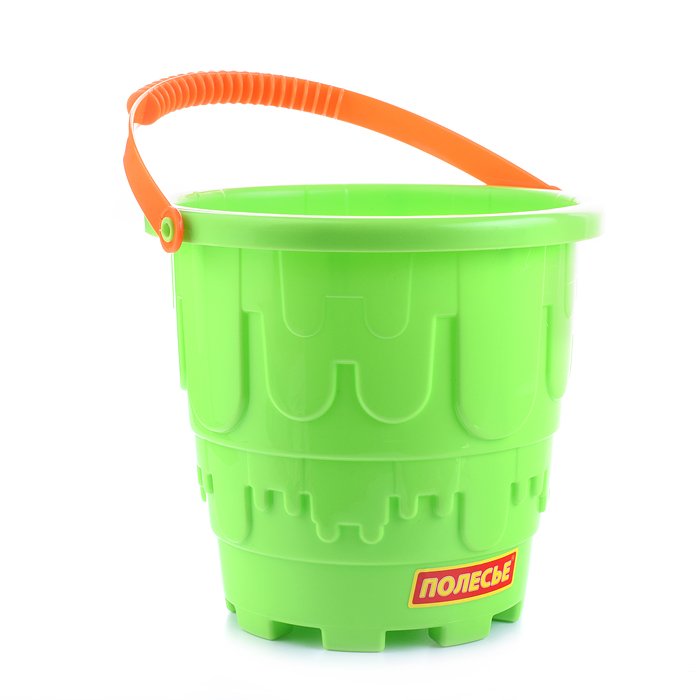 Набор №524: Ведро-замок большое, лопатка №5, грабельки №5, формочки 