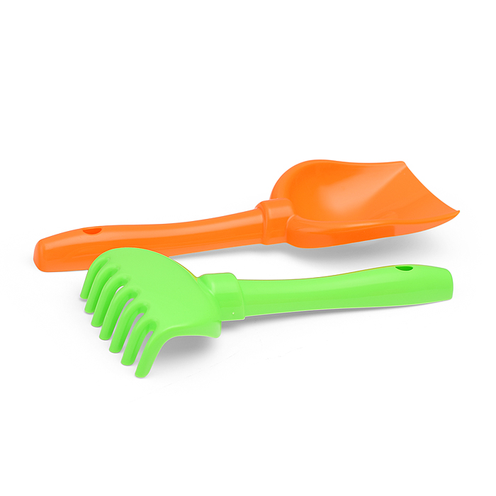 Набор №524: Ведро-замок большое, лопатка №5, грабельки №5, формочки 