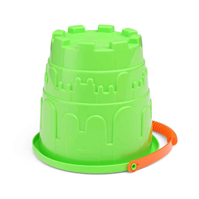 Набор №524: Ведро-замок большое, лопатка №5, грабельки №5, формочки 