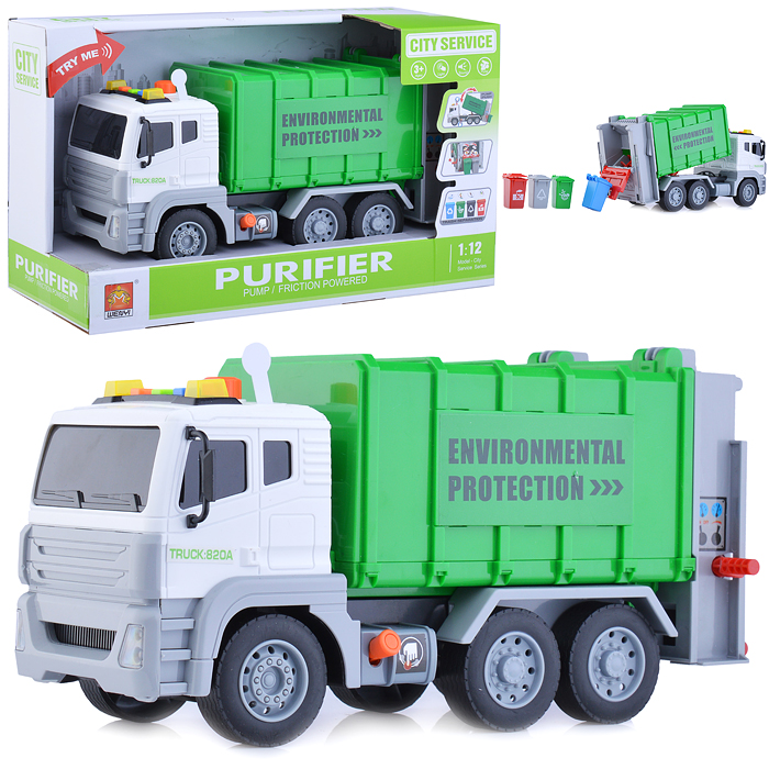 Машина WY820A "Мусоровоз" 1:12 (свет, звук) в коробке