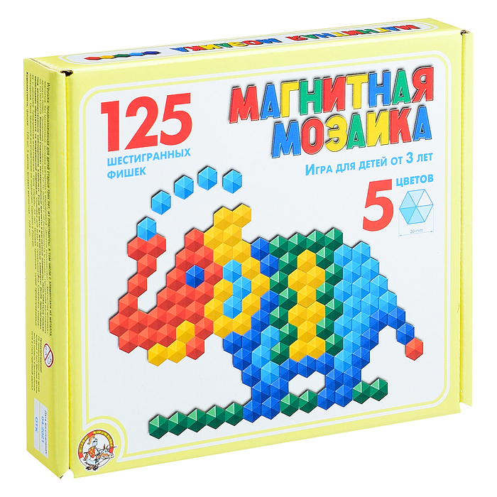 Мозаика магнитная 125 шестигранных фишек