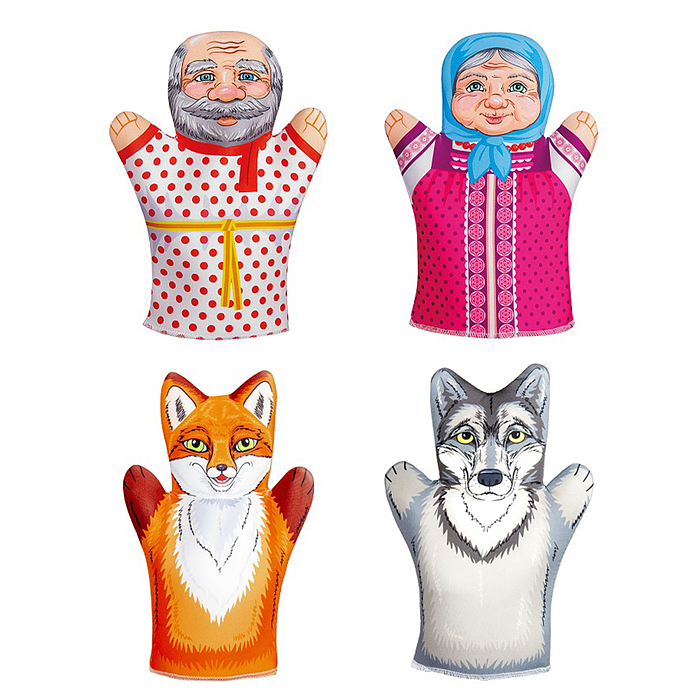 Домашний кукольный театр "Битый небитого везет"(4 куклы-перчатки)