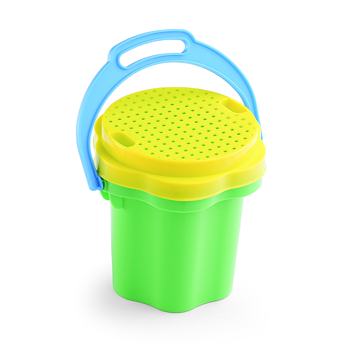 Песочный набор №103 (ведро-цветок 0,3 л, сито, грабли, совок, 2 формочки)