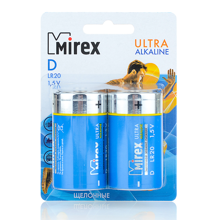 Батарея щелочная Mirex LR20 / D 1,5V, 2 шт.. ecopack Батарея щелочная Mirex LR20 / D 1,5V, 2 шт.. ecopack