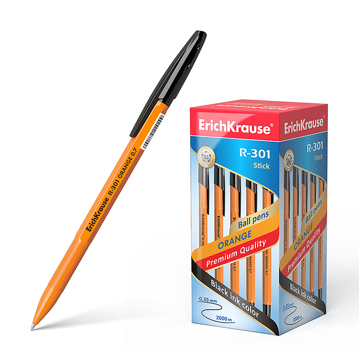 Ручка шариковая R-301 ORANGE 0.7 Stick цвет чернил чёрный
