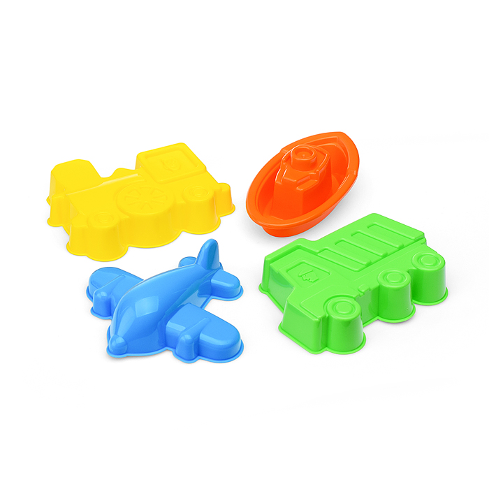 Набор №258: формочки (самосвал + паровоз + самолёт), кораблик "Юнга"