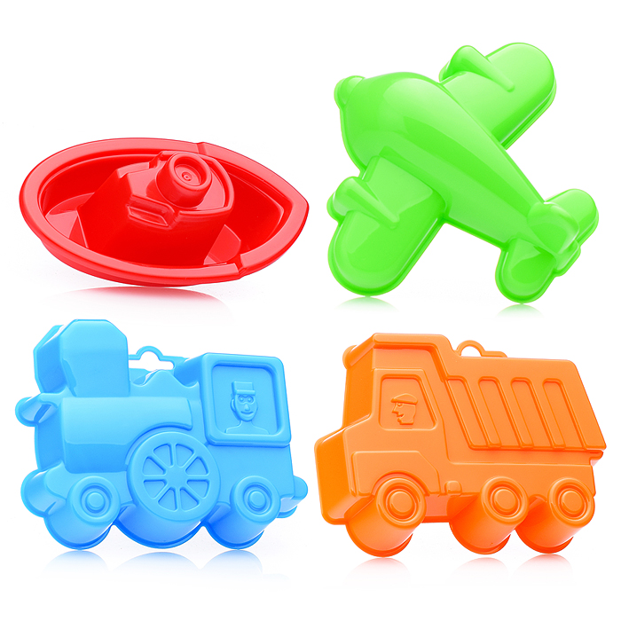 Набор №258: формочки (самосвал + паровоз + самолёт), кораблик "Юнга"