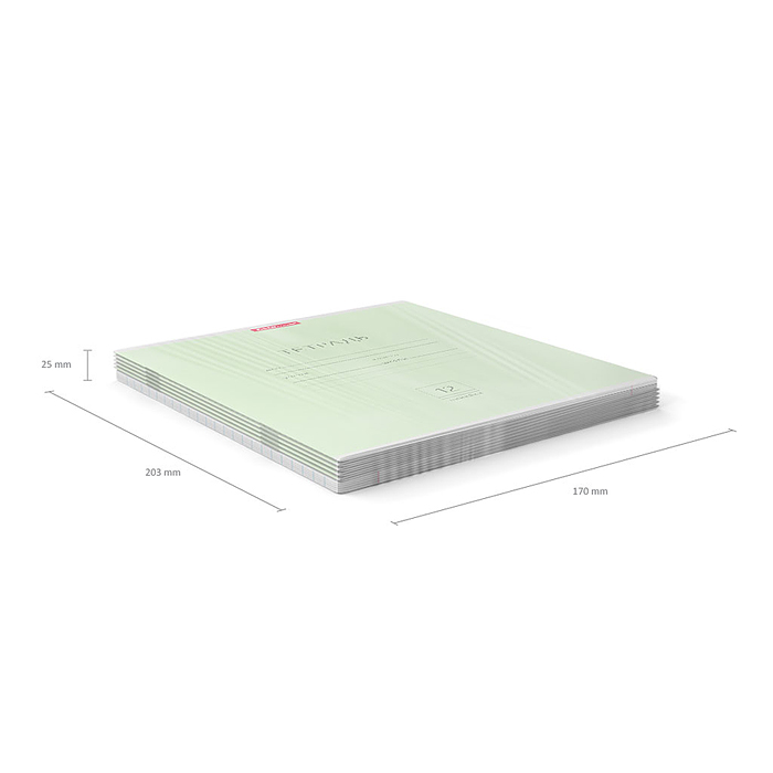 Тетрадь 12 л. линейка, Классика, зеленая