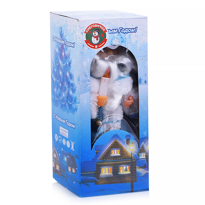 Дедушка Мороз S01277 со свечой, музыкальный 30см в коробке