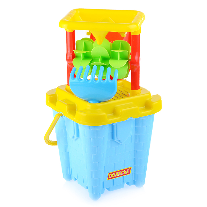 Набор №557: песочная мельница №2 с основанием ситечко-крепость большое №2, ведро-замок большое №2, л