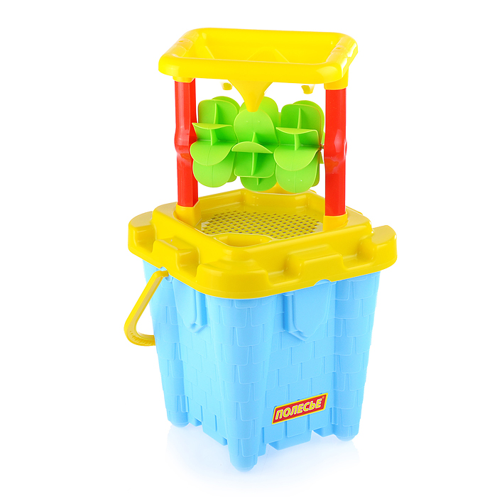 Набор №557: песочная мельница №2 с основанием ситечко-крепость большое №2, ведро-замок большое №2, л