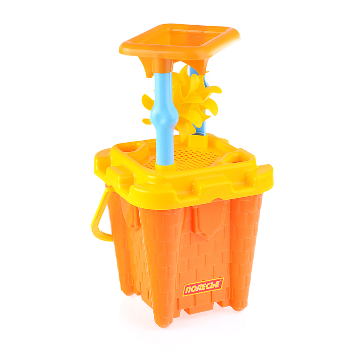 Набор №557: песочная мельница №2 с основанием ситечко-крепость большое №2, ведро-замок большое №2, л