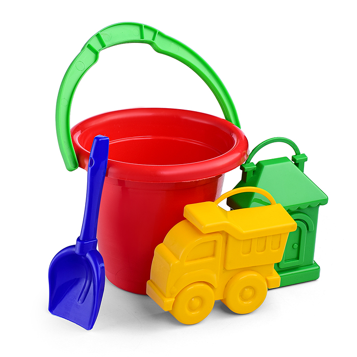 Фото к товару Набор Ведерко +ф.машинка и домик + совочек Набор Ведерко +ф.машинка и домик + совочек