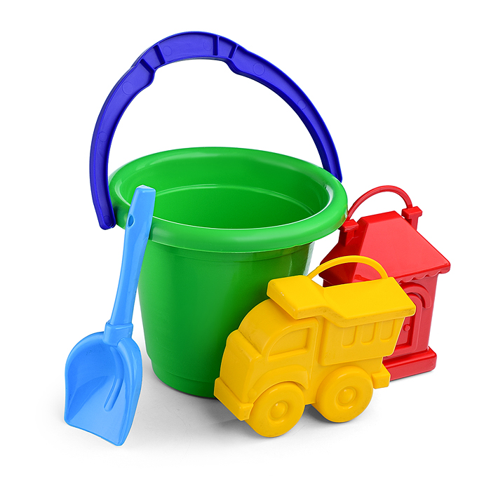 Фото к товару Набор Ведерко +ф.машинка и домик + совочек Набор Ведерко +ф.машинка и домик + совочек