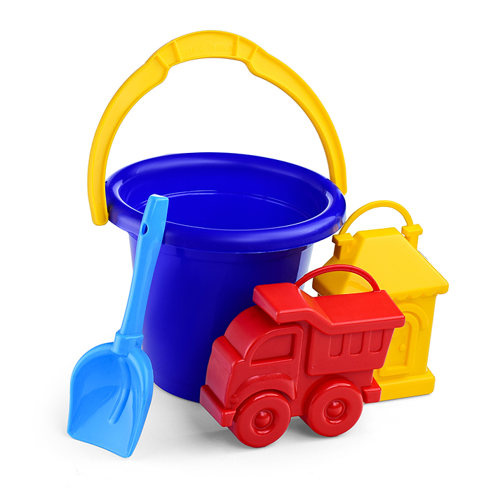 Фото к товару Набор Ведерко +ф.машинка и домик + совочек Набор Ведерко +ф.машинка и домик + совочек