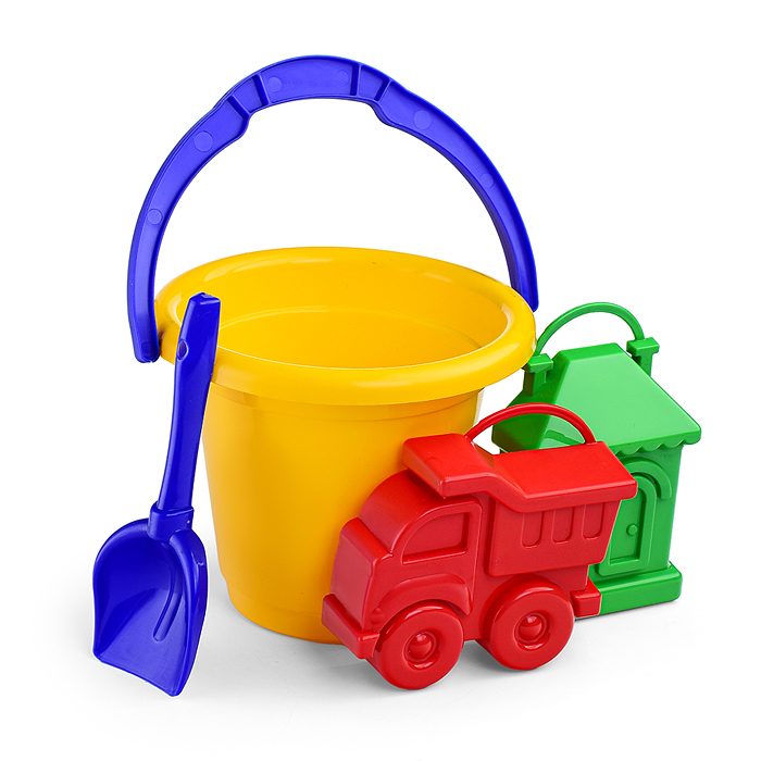 Фото к товару Набор Ведерко +ф.машинка и домик + совочек Набор Ведерко +ф.машинка и домик + совочек