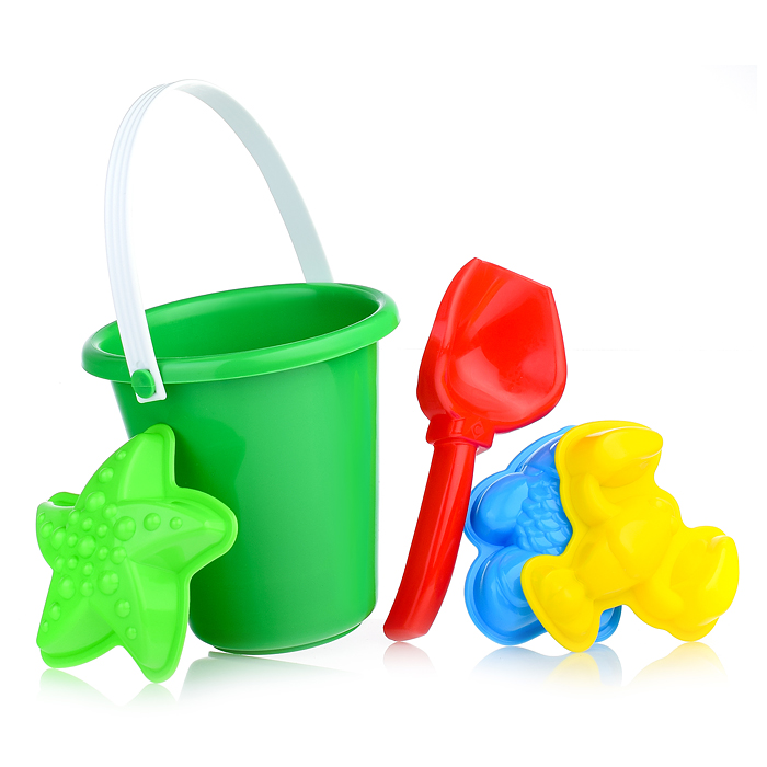 Фото к товару Песочный набор 5пр.(ведро детское мини, совок, 3 формы д/песка) Песочный набор 5пр.(ведро детское мини, совок, 3 формы д/песка)