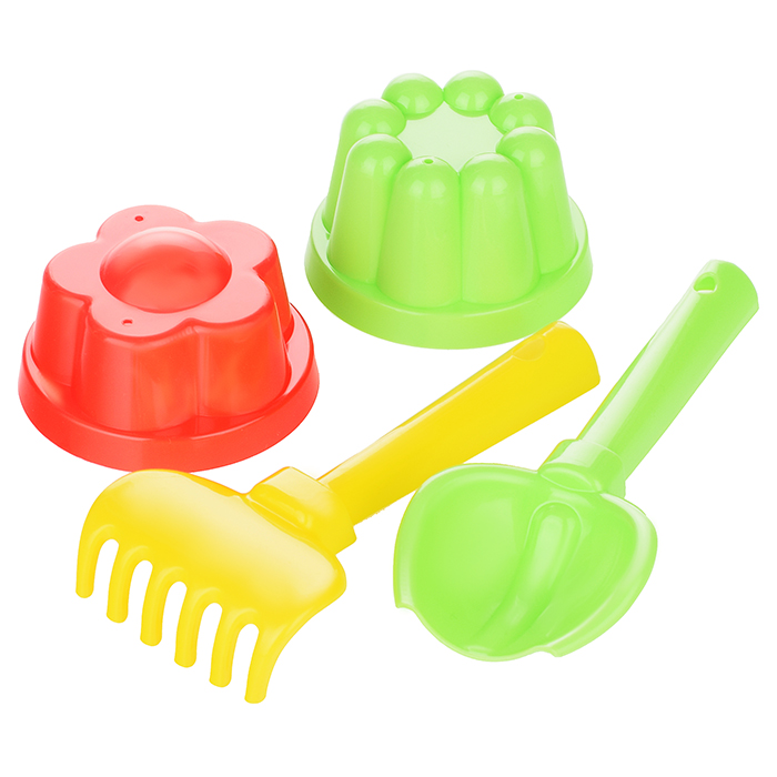 Набор №48: "Кузя-2", автомобиль-самосвал + совок №2, грабельки №2, 2 формочки