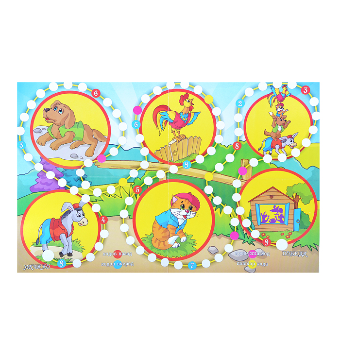 Фото к товару Настольная игра-ходилка "Бременские музыканты" Настольная игра-ходилка "Бременские музыканты"