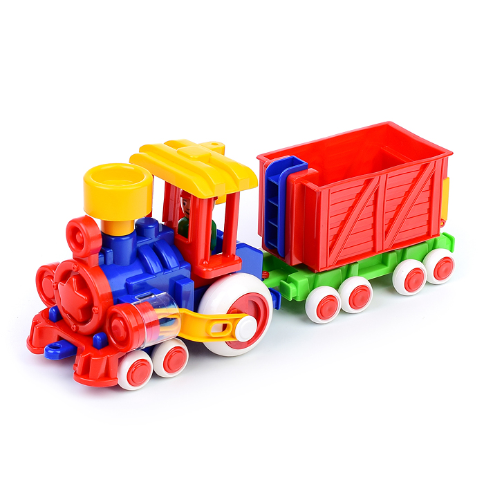 Фото к товару Паровозик Ромашка с 1 вагоном Паровозик Ромашка с 1 вагоном