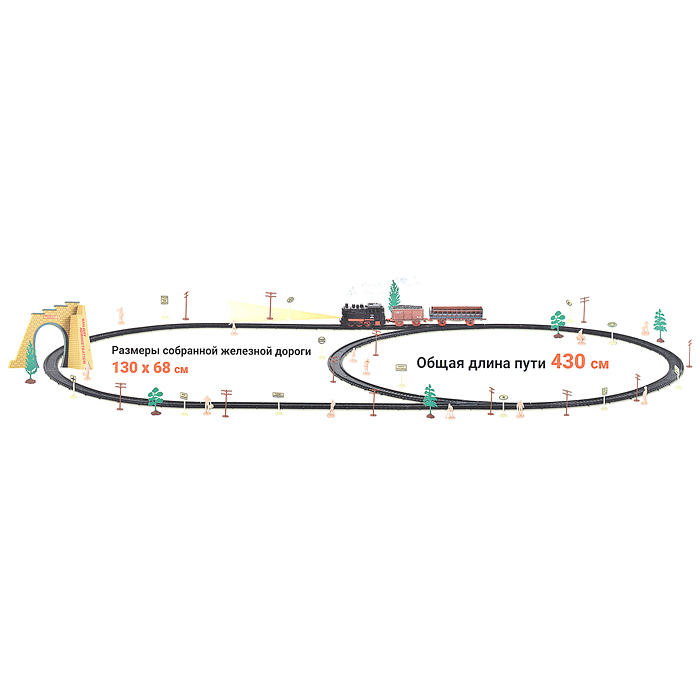 Железная дорога 1231C-2 "Грузовой ретро-поезд" на батарейках, в коробке
