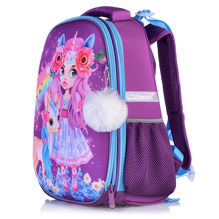 Рюкзак каркасный "Девочка и Единорог" формованный из полимеров, материал: нейлон, полиэстер, п