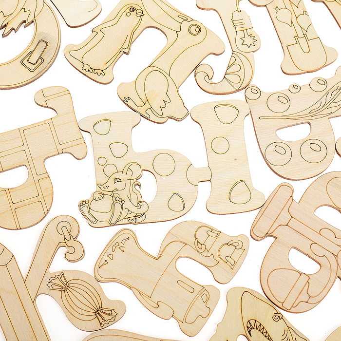 Занимательная азбука (дерево) 33 буквы+карандаши