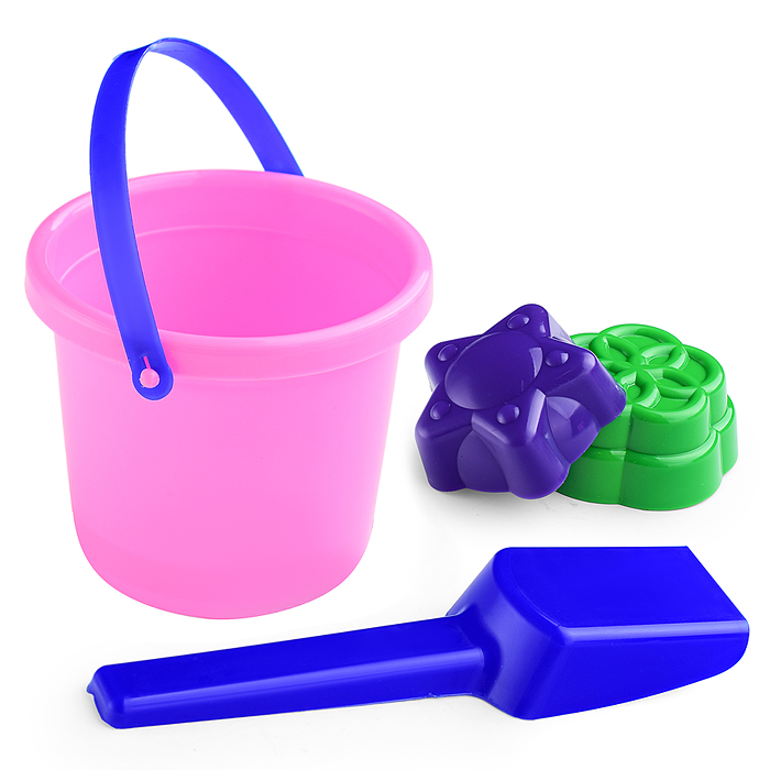 Фото к товару Набор Ведерко+ формочки цветочек и звездочка+совочек Набор Ведерко+ формочки цветочек и звездочка+совочек