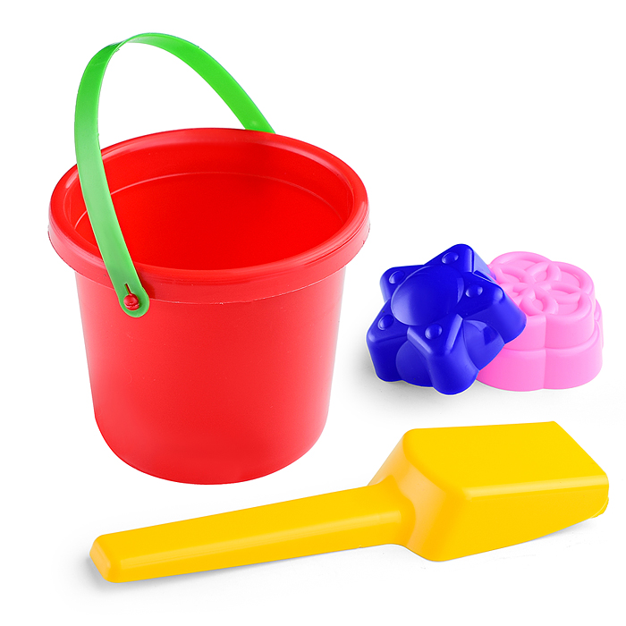 Фото к товару Набор Ведерко+ формочки цветочек и звездочка+совочек Набор Ведерко+ формочки цветочек и звездочка+совочек