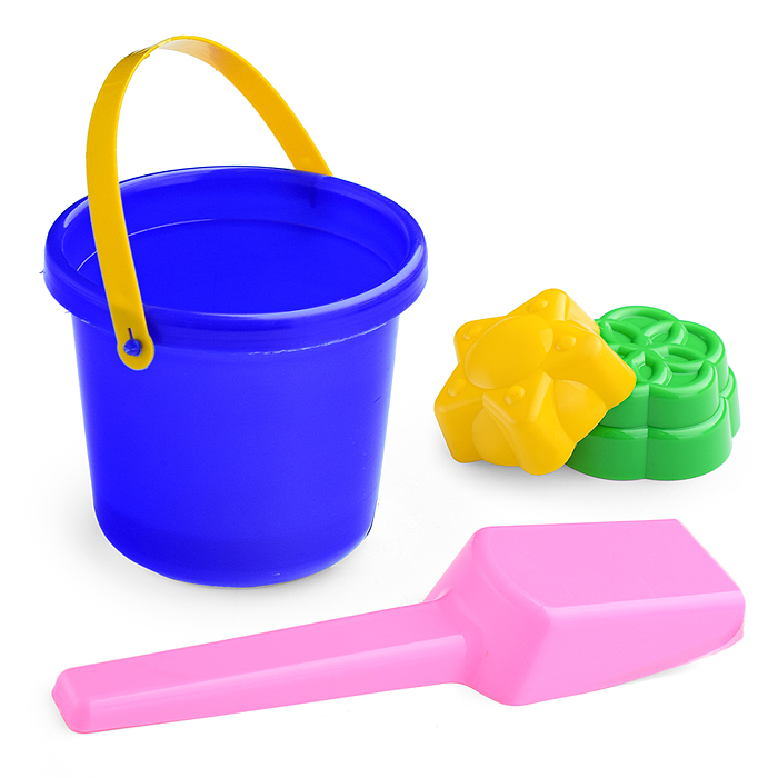 Фото к товару Набор Ведерко+ формочки цветочек и звездочка+совочек Набор Ведерко+ формочки цветочек и звездочка+совочек