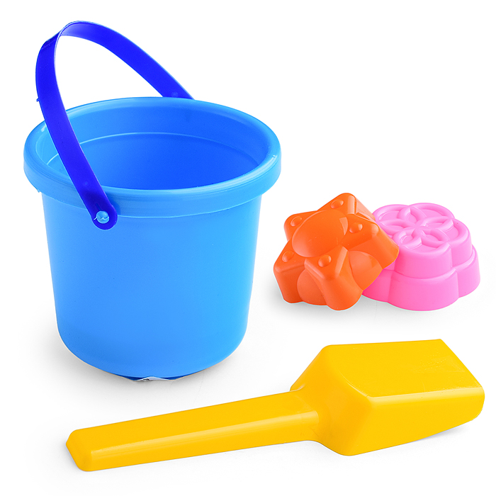 Фото к товару Набор Ведерко+ формочки цветочек и звездочка+совочек Набор Ведерко+ формочки цветочек и звездочка+совочек