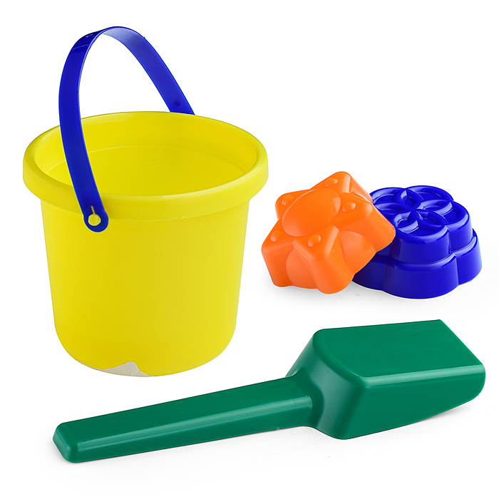 Фото к товару Набор Ведерко+ формочки цветочек и звездочка+совочек Набор Ведерко+ формочки цветочек и звездочка+совочек