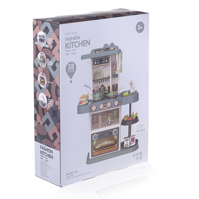 Игровой набор кухня 889-185 "Жарим, парим!" (свет, звук) 38 предметов, в коробке
