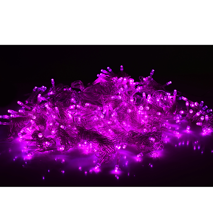 Электрогирлянда-занавес 6*3м, 640 ламп, розовый