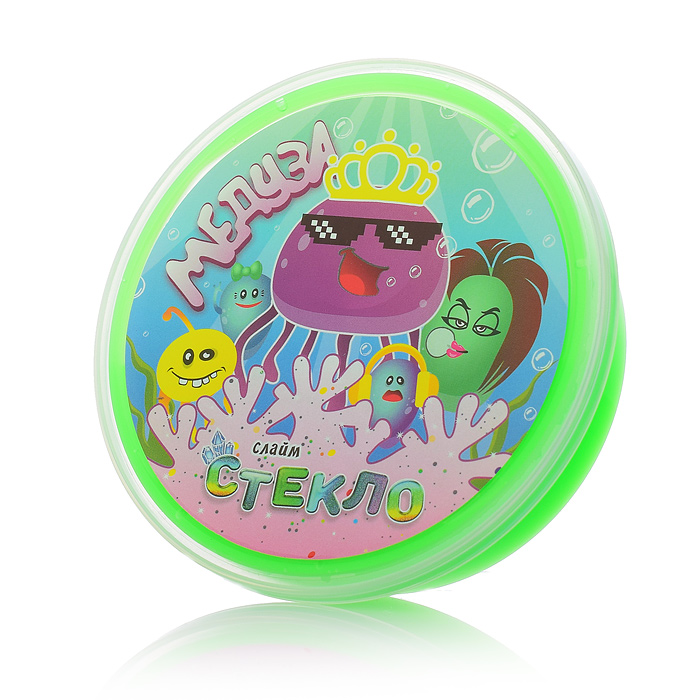Фото к товару Слайм "Стекло" Медуза 100 гр Зеленый Неон Слайм "Стекло" Медуза 100 гр Зеленый Неон