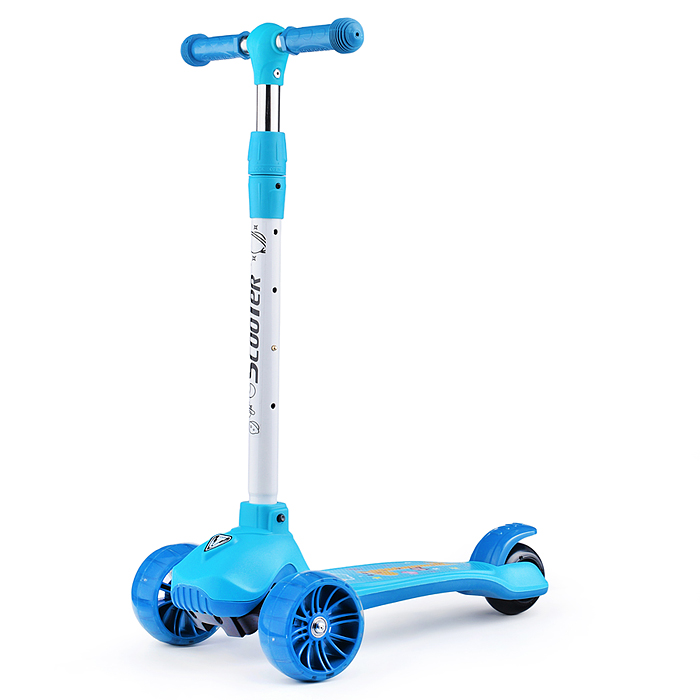 Самокат U038245Y 3-х кол., синий, светящиеся колёса, PU, ABEC 7, в коробке