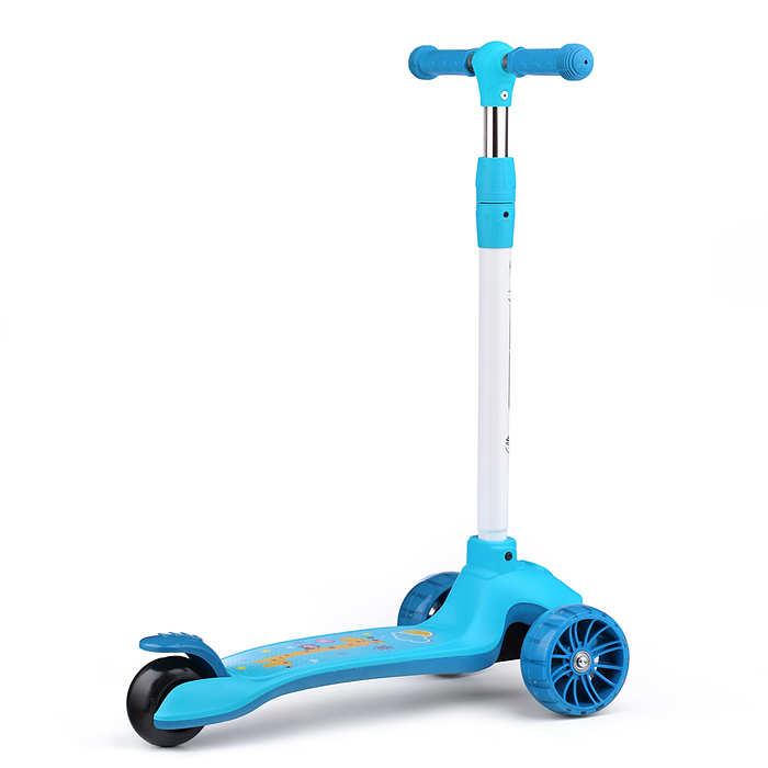 Самокат U038245Y 3-х кол., синий, светящиеся колёса, PU, ABEC 7, в коробке