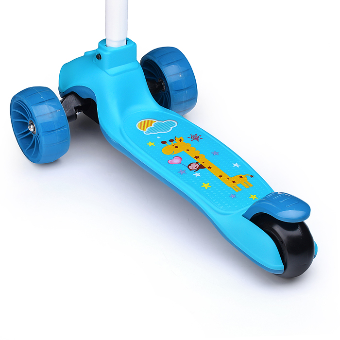 Самокат U038245Y 3-х кол., синий, светящиеся колёса, PU, ABEC 7, в коробке