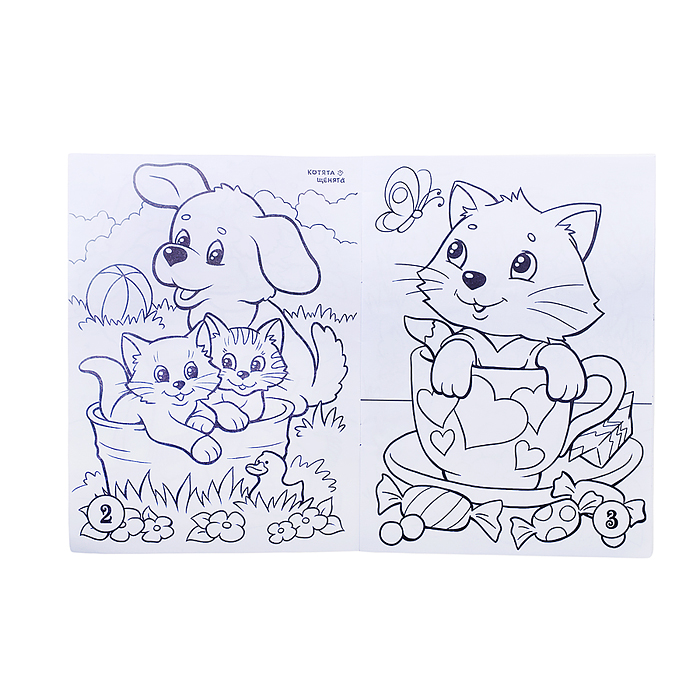 Книжка-раскраска "Котята и щенята" 17х23