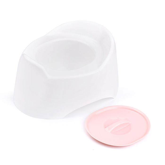 Горшок туалетный детский "Малышок" с крыш.(белый с розовой крышкой)