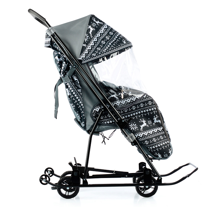 Санки-коляска Снежинка универсал-1 (олени на черном)