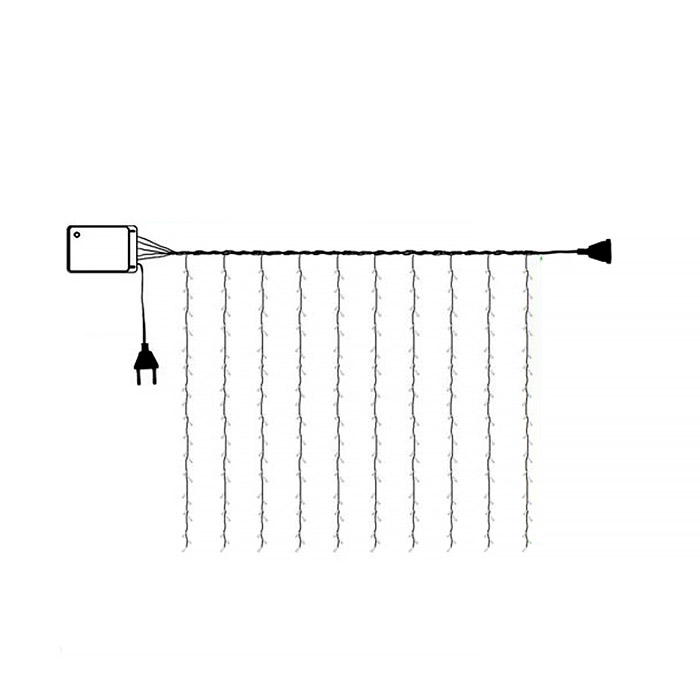 Электрогирлянда-занавес 3*2м, 320 ламп, синий