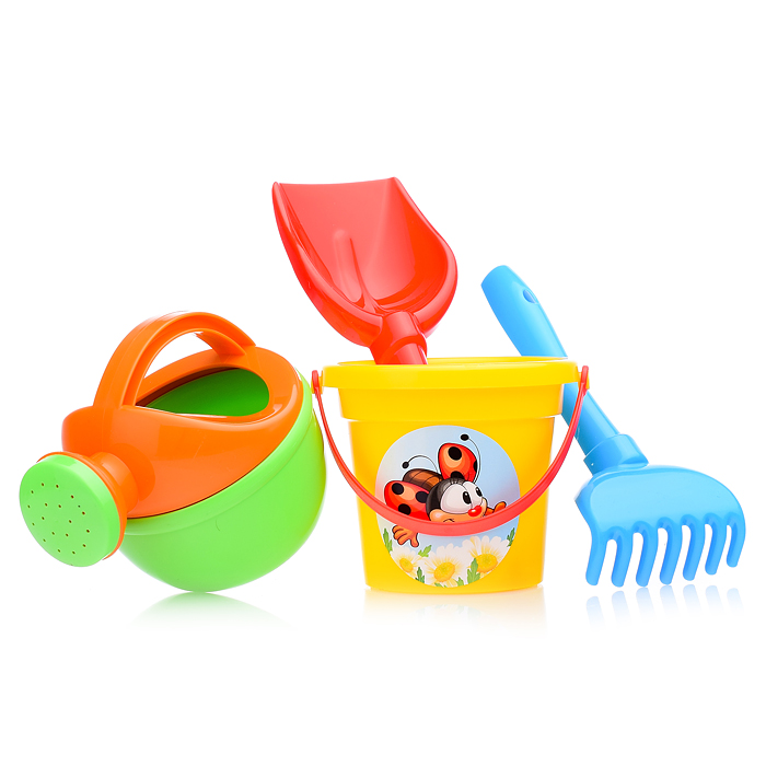 Набор №301 (в рюкзаке): "Муравей", автомобиль-самосвал + ведро малое, лопатка №5, грабельки №5, форм