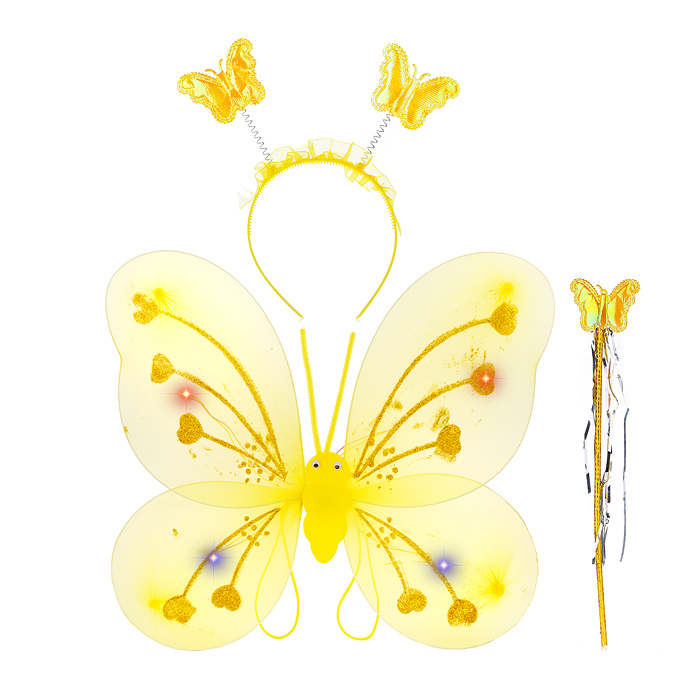 Крылья карнавальные S0876 "Маленькая волшебница" светящиеся, в пакете